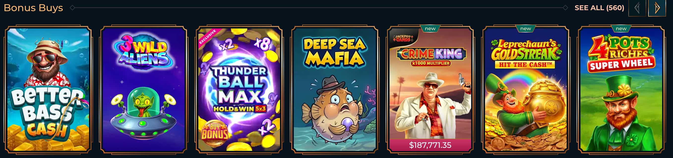 Slot data panel in grey and yellow listing MonsterWin jackpot titles, maximum win multipliers and verified RTP figures